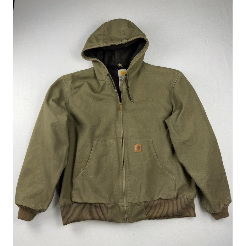 Carhartt J168 LOV Olive Green Thermal Lined Duck Active Jacket Mens XL Regular